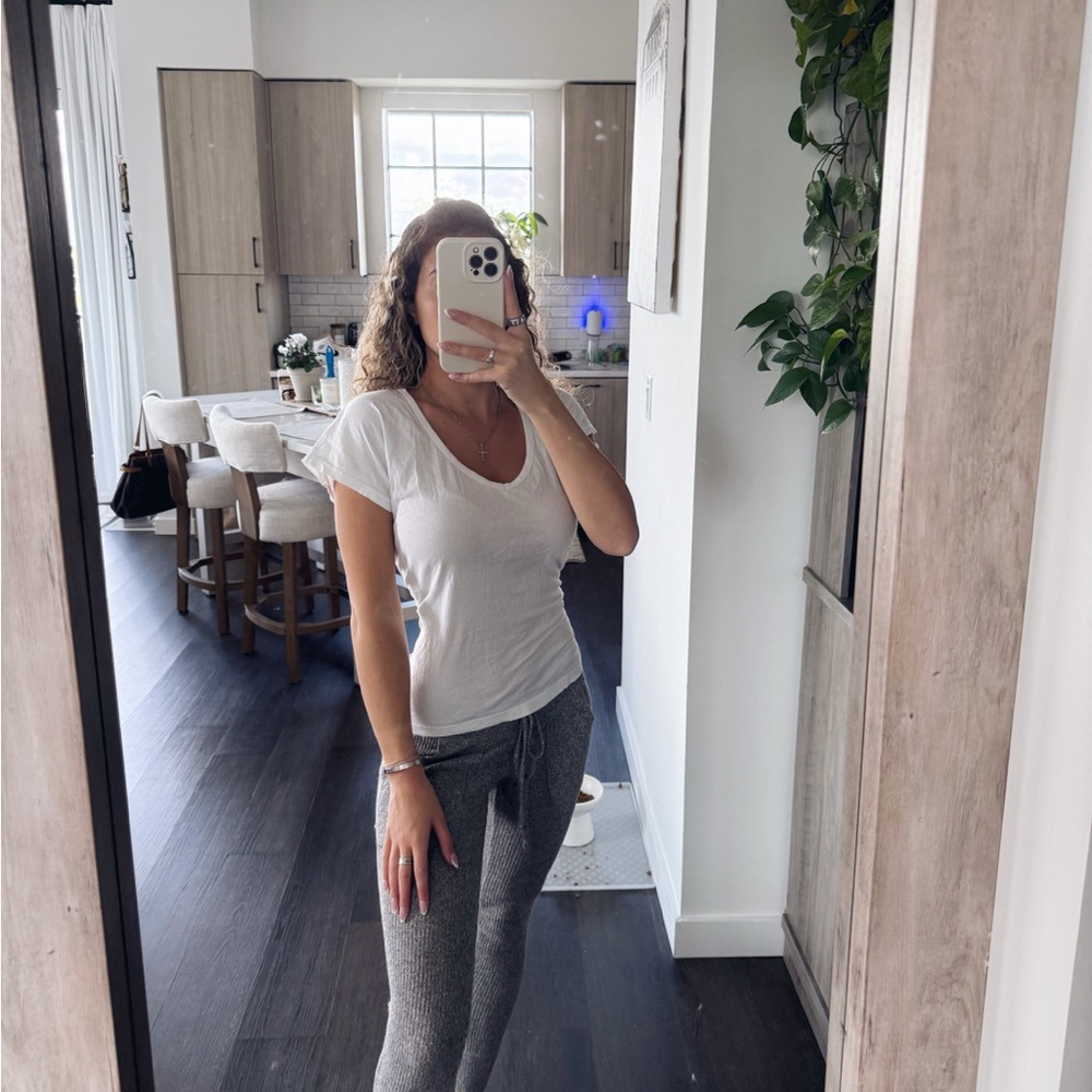 Varley White Short Sleeve Open Back Tee (Size Small)